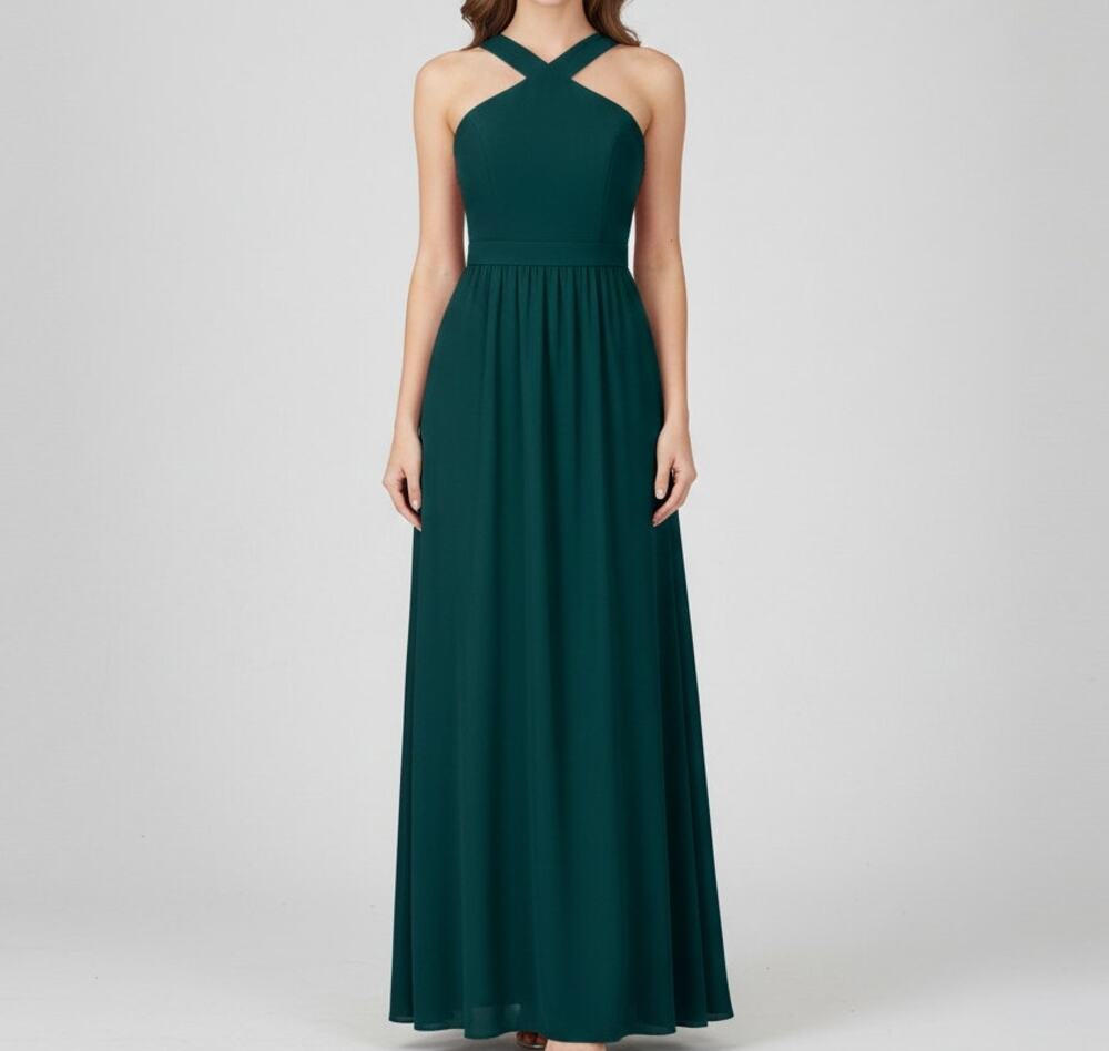 Lulu's Size Small Formal Dress Bridesmaid Teal Green Halter Neck Polyester